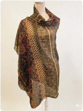 Albertazzi Made In Italy Sheer Bohemian Paisley Large  Scarf Wrap